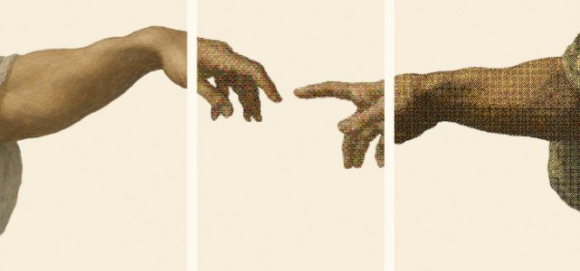 Two hands reaching toward one another, evoking connection and partnership