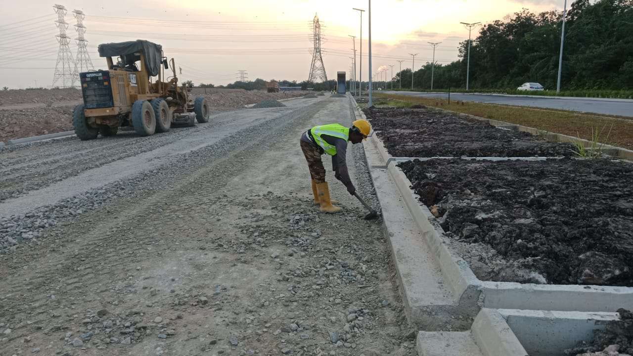 Road kerb and gulley construction at Pontian Industrial Layout
